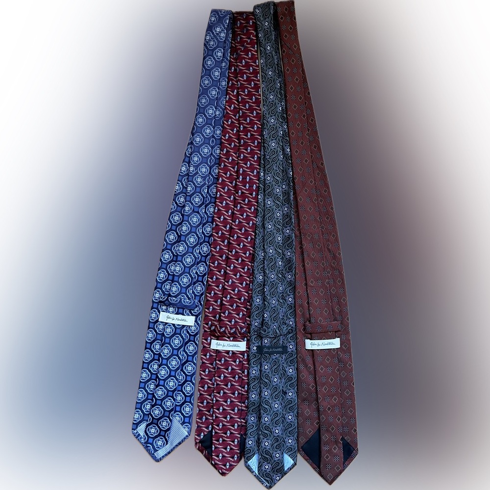 👔4️⃣Bundle of 4 Silk Neck Ties / Neckties by John W. Nordstrom—Standard Length - Picture 6 of 15